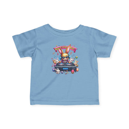 DJ Bunny Infant T-Shirt - Fun Easter Music Shirt for Babies 6 - 24 Months, Cute Spring Outfit with Playful Bunny and Colorful Music Vibes