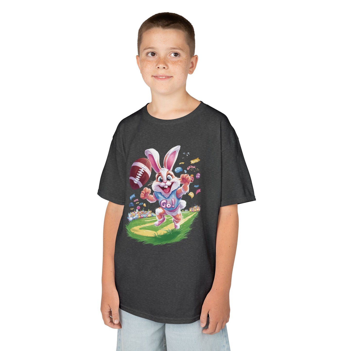 Touchdown Bunny Kids T-Shirt - Cute Easter Football Shirt for Kids, Fun Spring Outfit, Sports Bunny Tee Gift for Little Athletes Easter Gift