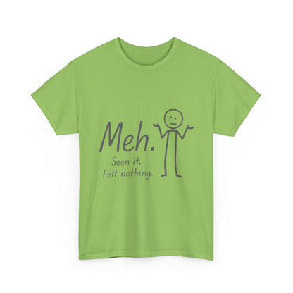 Funny Women's Heavy Cotton Tee, 'Meh' Graphic Shirt, Perfect Gift for Sarcastic Friends, Casual Wear, Birthdays, Everyday Humor, Comfy Tee