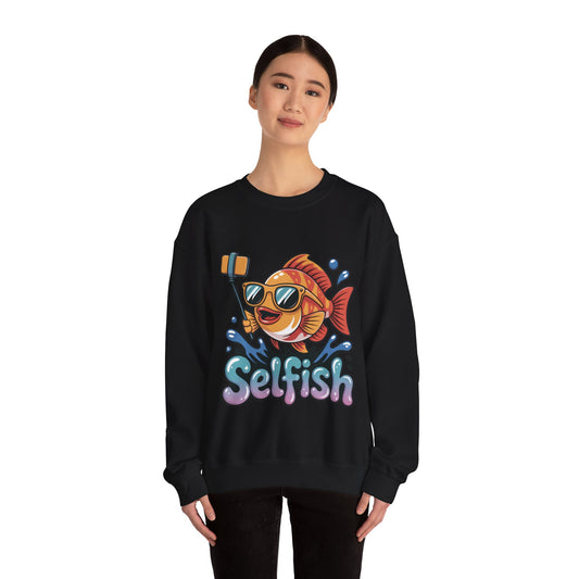 Selfish Womens Sweatshirt, Funny Selfie Pullover, Cute Ocean Pun Sweater, Playful Sea Life Gift, Fun Gift for Fish Lovers, Fishing Apparel