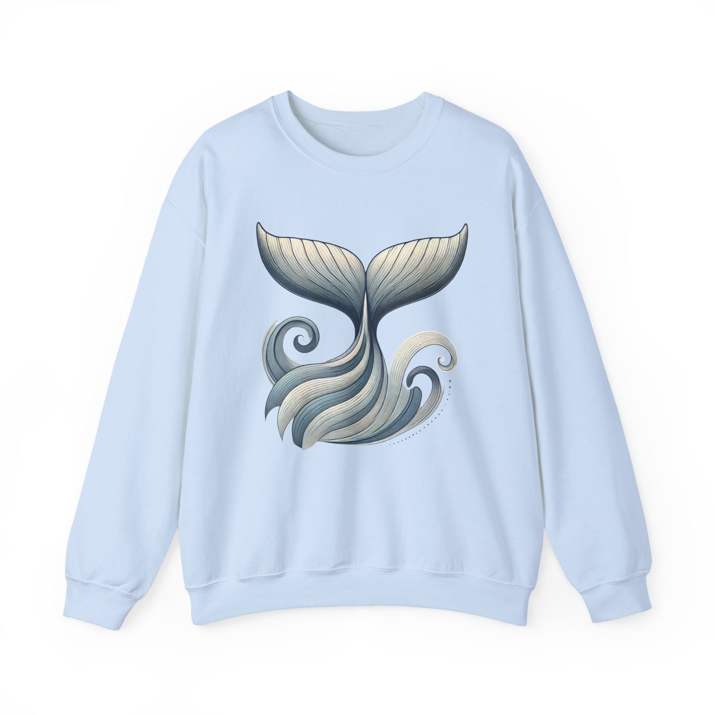 Whale Tail Ocean Sweatshirt, Unisex Heavy Blend Crewneck Sweatshirt, Nautical Coastal Sea Life Gift for Beach Lovers, Gift for Ocean Lovers