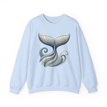 Whale Tail Ocean Sweatshirt, Unisex Heavy Blend Crewneck Sweatshirt, Nautical Coastal Sea Life Gift for Beach Lovers, Gift for Ocean Lovers