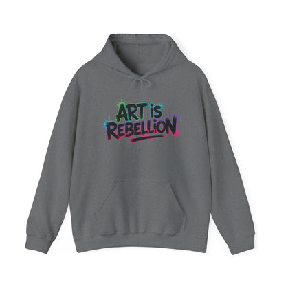 Art Is Rebellion Hoodie, Women's Graffiti Street Art Hooded Sweatshirt, Rebel Graphic Statement Pullover, Heavy Blend™ Hooded Sweatshirt