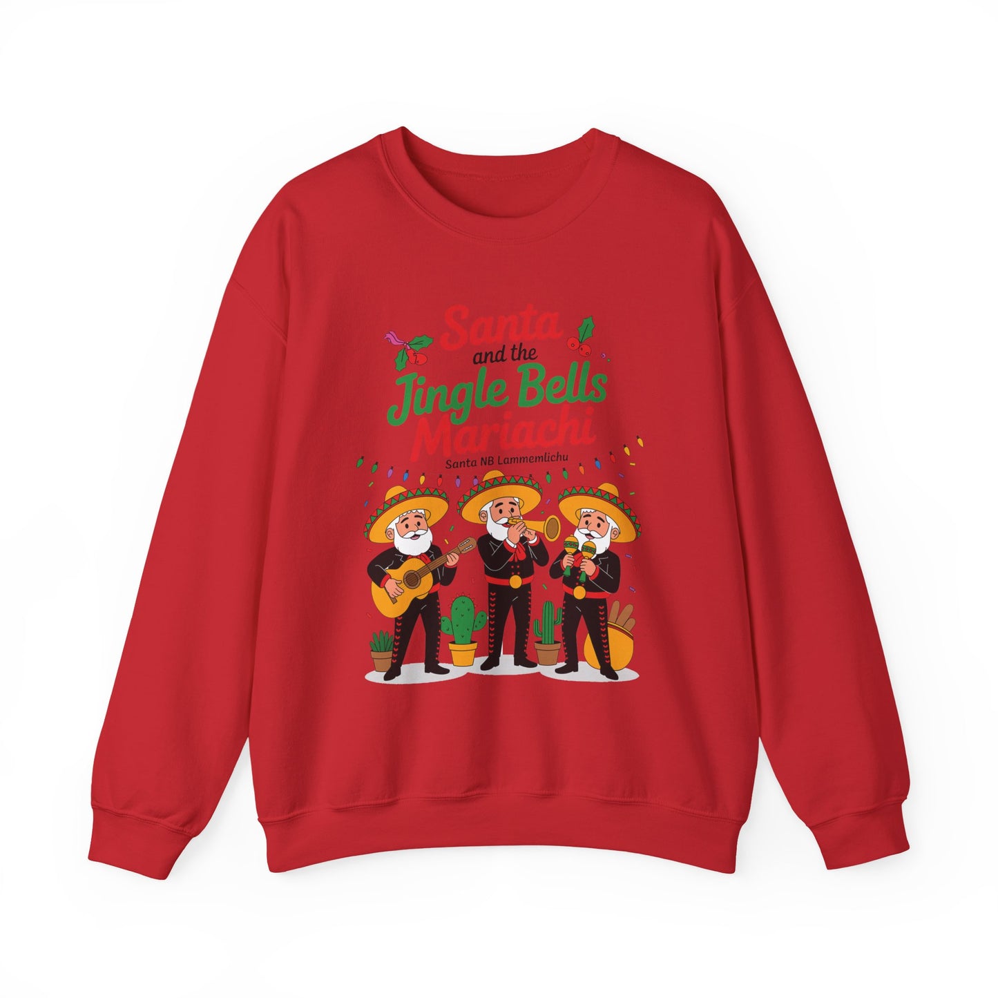 Santa and the Jingle Bells Mariachi Sweatshirt, Funny Mexican Christmas Jumper, Latin Holiday Fiesta Pullover