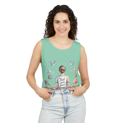Meditation Floral Womens Tank Top, Find Your Inner Peace, Yoga Apparel, Gift for Mindfulness, Summer Relaxed Wear