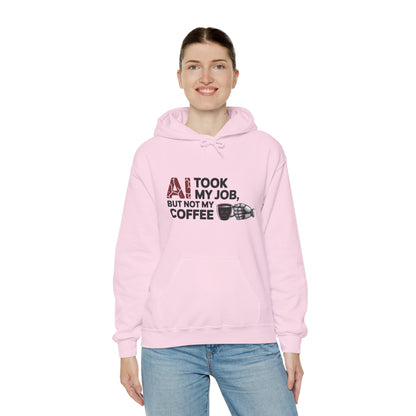 Women's AI Coffee Hoodie, Funny Robot Humor Pullover, Geek Job Joke Sweatshirt Gift, Sarcastic Work Shirt, Office Humor