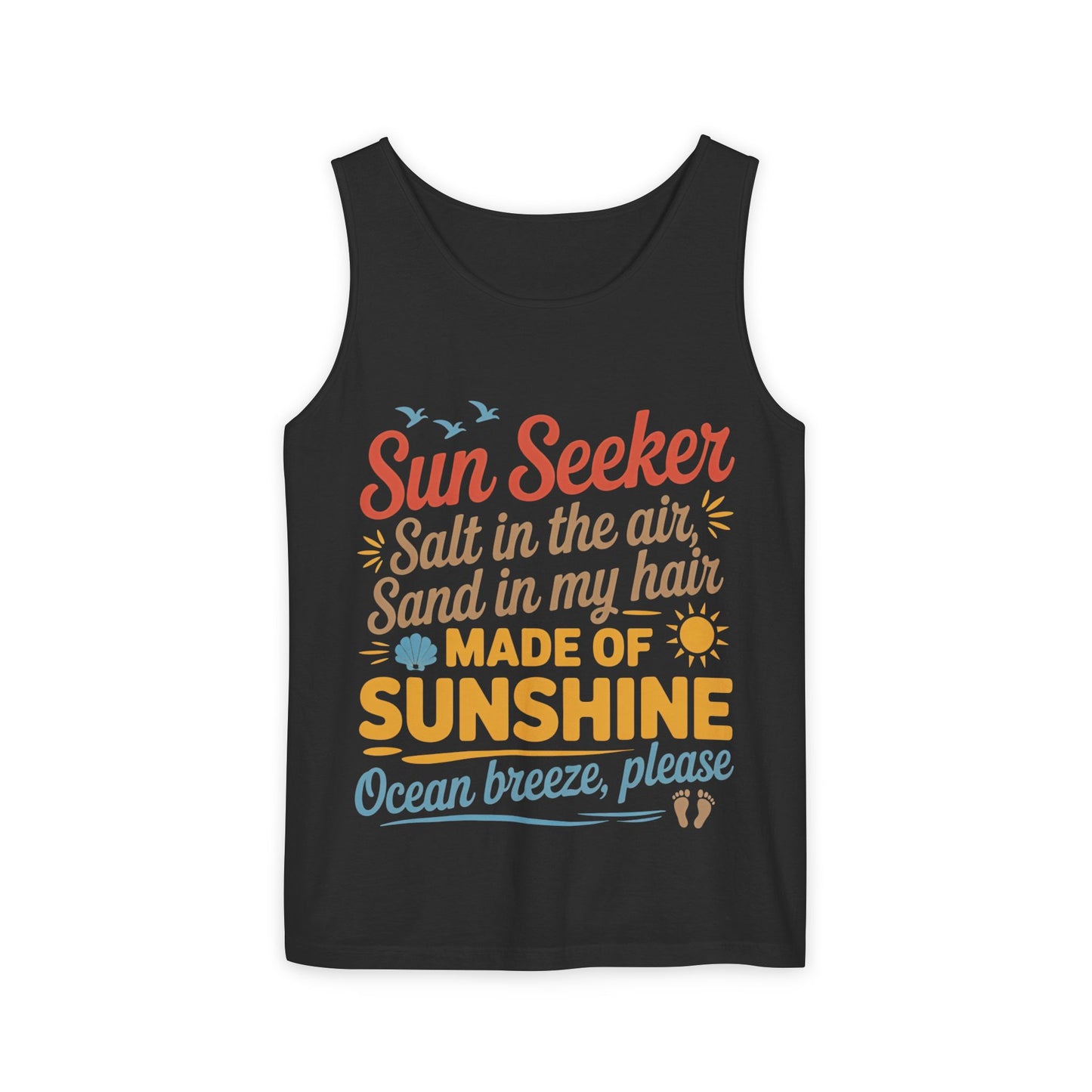 Sun Seeker Summer Quote Tank Top, Made of Sunshine Beach Vibes Tee, Ocean Breeze Please Tank Top for Women, Salt in the Air Sand Top