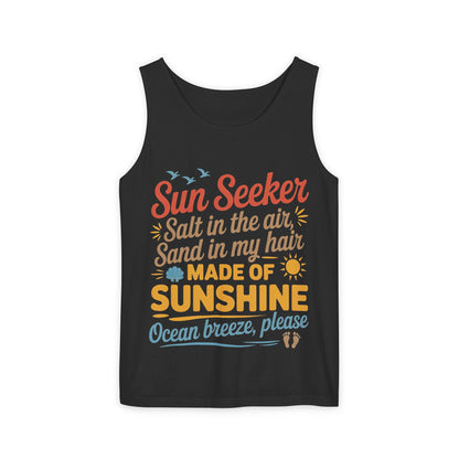 Sun Seeker Summer Quote Tank Top, Made of Sunshine Beach Vibes Tee, Ocean Breeze Please Tank Top for Women, Salt in the Air Sand Top