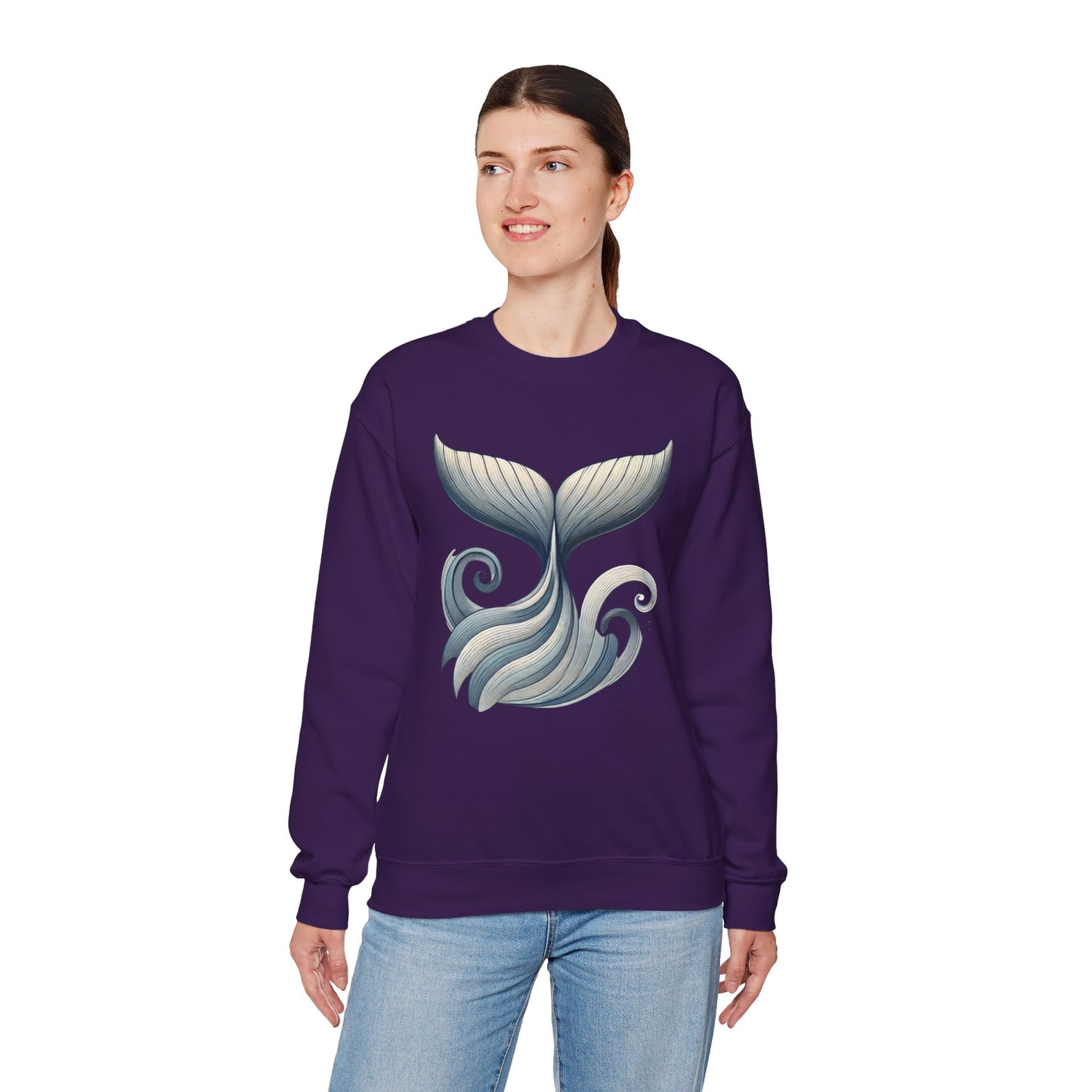 Whale Tail Ocean Sweatshirt, Unisex Heavy Blend Crewneck Sweatshirt, Nautical Coastal Sea Life Gift for Beach Lovers, Gift for Ocean Lovers