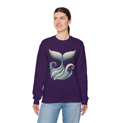 Whale Tail Ocean Sweatshirt, Unisex Heavy Blend Crewneck Sweatshirt, Nautical Coastal Sea Life Gift for Beach Lovers, Gift for Ocean Lovers