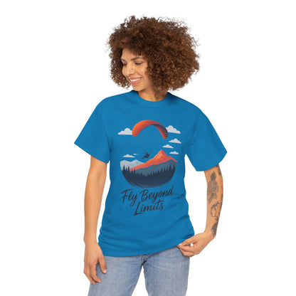 Paragliding Adventure T-Shirt, Mountain Landscape Tee, Nature Travel Lover Shirt, Outdoor Hiking Gift, Unisex Heavy Cotton Tee