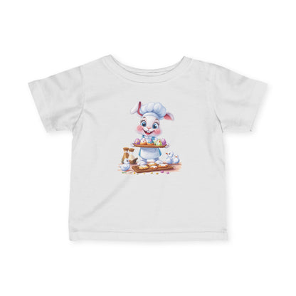 Infant Easter Bunny Chef Tee, Baby Baker T-Shirt with Colorful Eggs, Cute Spring Outfit for 6-24 Months, Funny Holiday Gift Baby Easter Gift