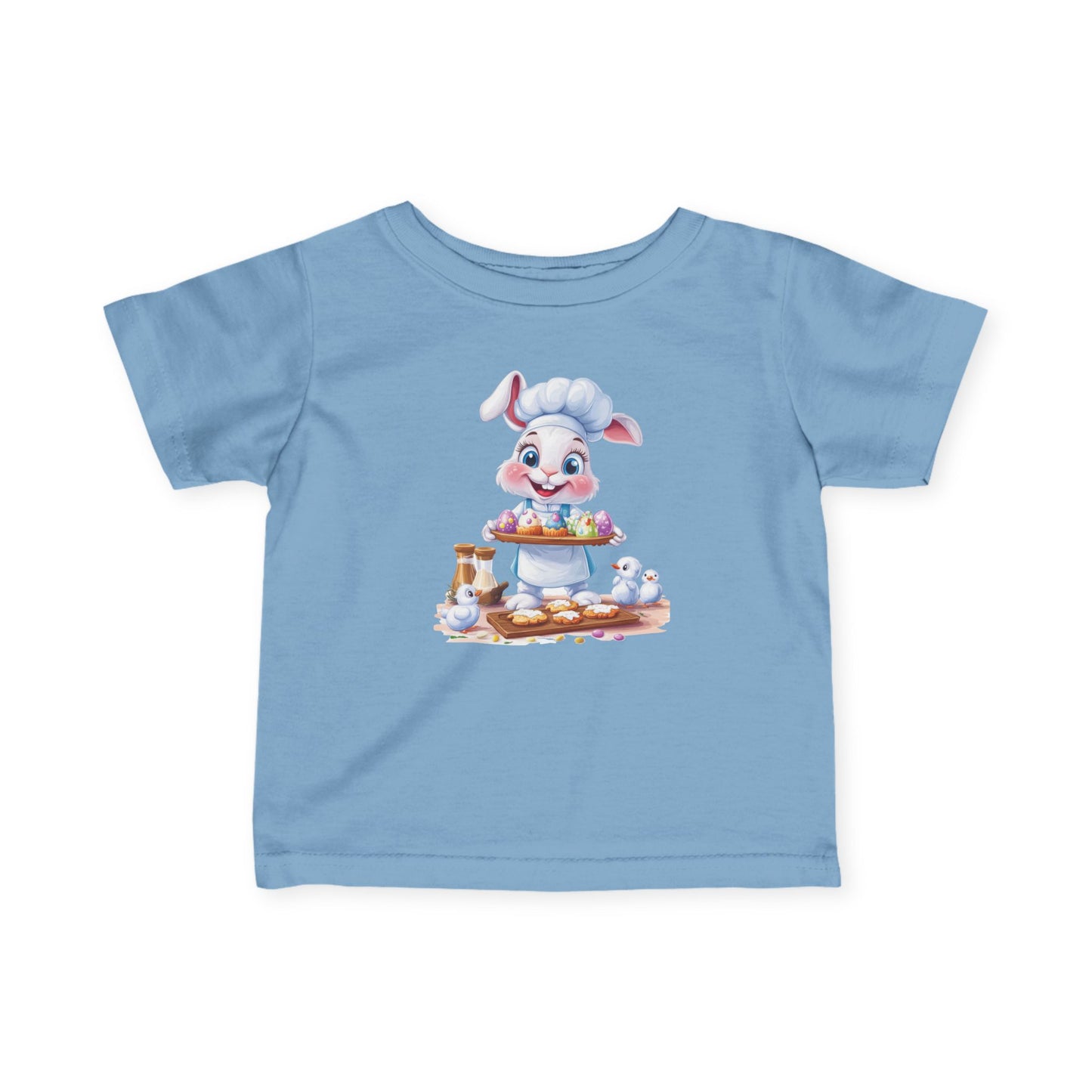 Infant Easter Bunny Chef Tee, Baby Baker T-Shirt with Colorful Eggs, Cute Spring Outfit for 6-24 Months, Funny Holiday Gift Baby Easter Gift