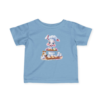 Infant Easter Bunny Chef Tee, Baby Baker T-Shirt with Colorful Eggs, Cute Spring Outfit for 6-24 Months, Funny Holiday Gift Baby Easter Gift