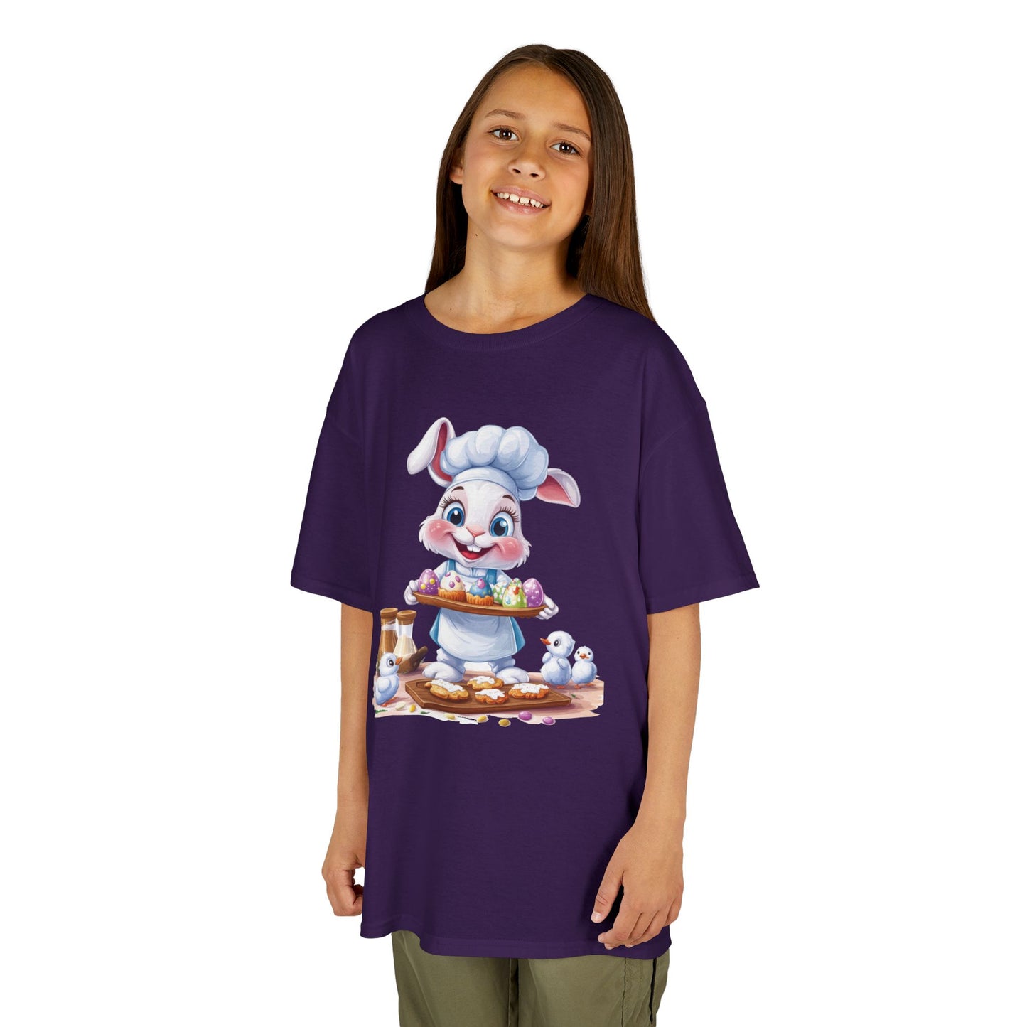 Easter Bunny Chef Kids T-Shirt, Cute Spring Baking Tee with Eggs, Toddler Easter Outfit, Bunny Holding Egg Tray Tee, Cute Animal Design