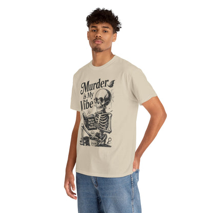 Mens Heavy Cotton Tee - "Murder is My Vibe" Graphic Shirt for Ghoulish Vibes, Halloween Fun, Spooky Season, Casual Wear, Gift for [...]