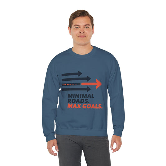Mens Heavy Blend™ Crewneck Sweatshirt, Minimal Roads Max Goals Motivational Mens Sweatshirt
