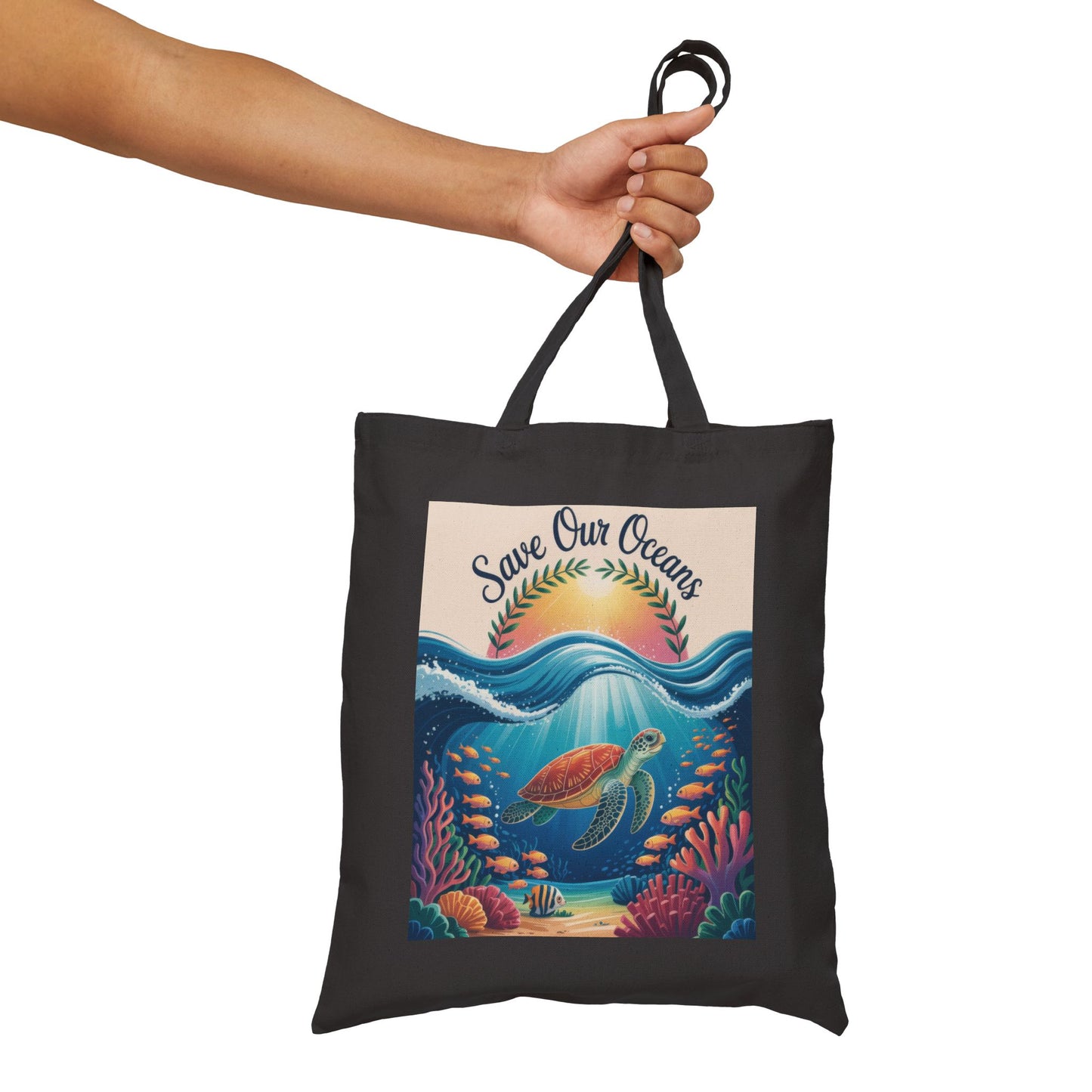Eco-Friendly Ocean Conservation Tote Bag, Reusable Grocery Bag, Beach Bag, Gift for Ocean Lovers, Summer Accessories