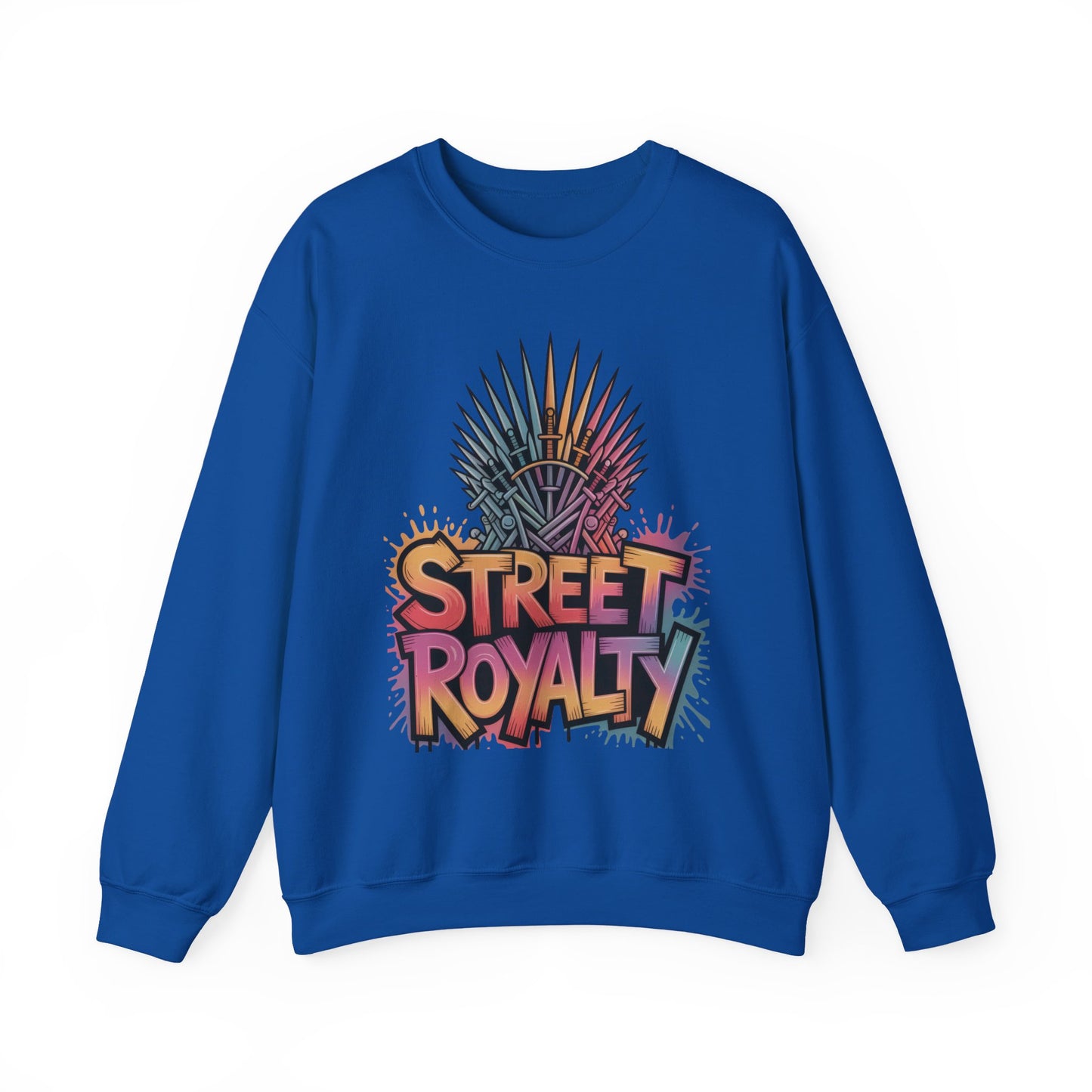 Street Royalty Women's Crewneck Sweatshirt, Graffiti Crown Graphic Pullover, Urban Streetwear Top