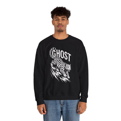 Ghost Leopard Crewneck Sweatshirt, Unisex Fashion, Cozy Casual Wear, Graphic Sweatshirt, Wild Animal Art, Gift for Animal Lovers