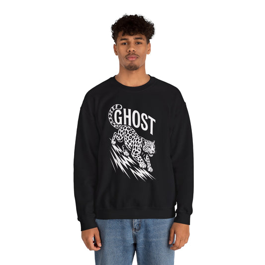 Ghost Leopard Crewneck Sweatshirt, Unisex Fashion, Cozy Casual Wear, Graphic Sweatshirt, Wild Animal Art, Gift for Animal Lovers
