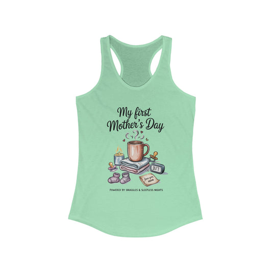 My First Mother's Day Racerback Tank, Cute Maternity Gift, Mother's Day Gift, New Mom Outfit, Baby Shower Tee, New Mom Gift Tee