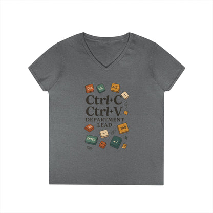 Tech Savvy Ladies' V-Neck T-Shirt, Funny Coding Tee, Programmer Gift, Office Humor Top, CTRL C V Shirt, Work From Home Clothes