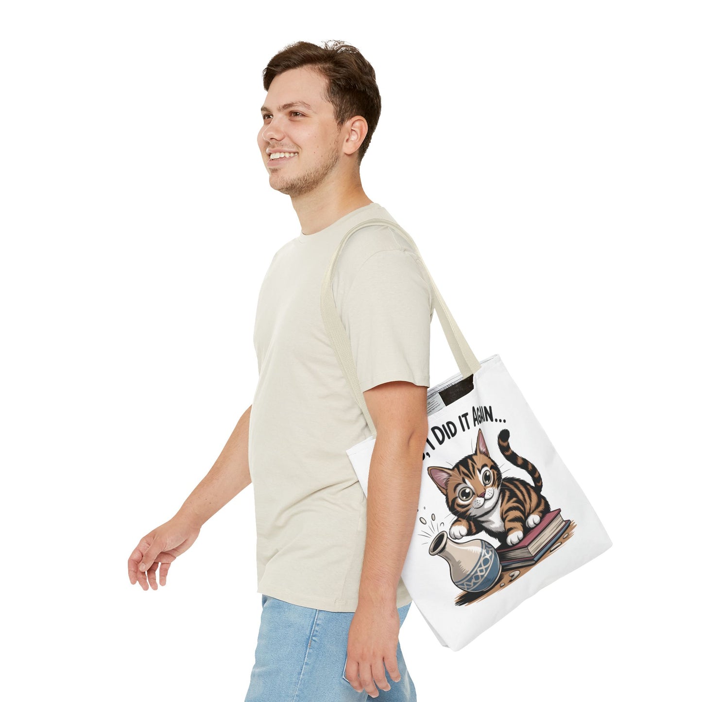 Cat-Themed Tote Bag, "Oops, I Did It Again", Perfect Gift for Cat Lovers, Pet Owners, Birthday, or Everyday Use, Large Tote Bag, beach bag
