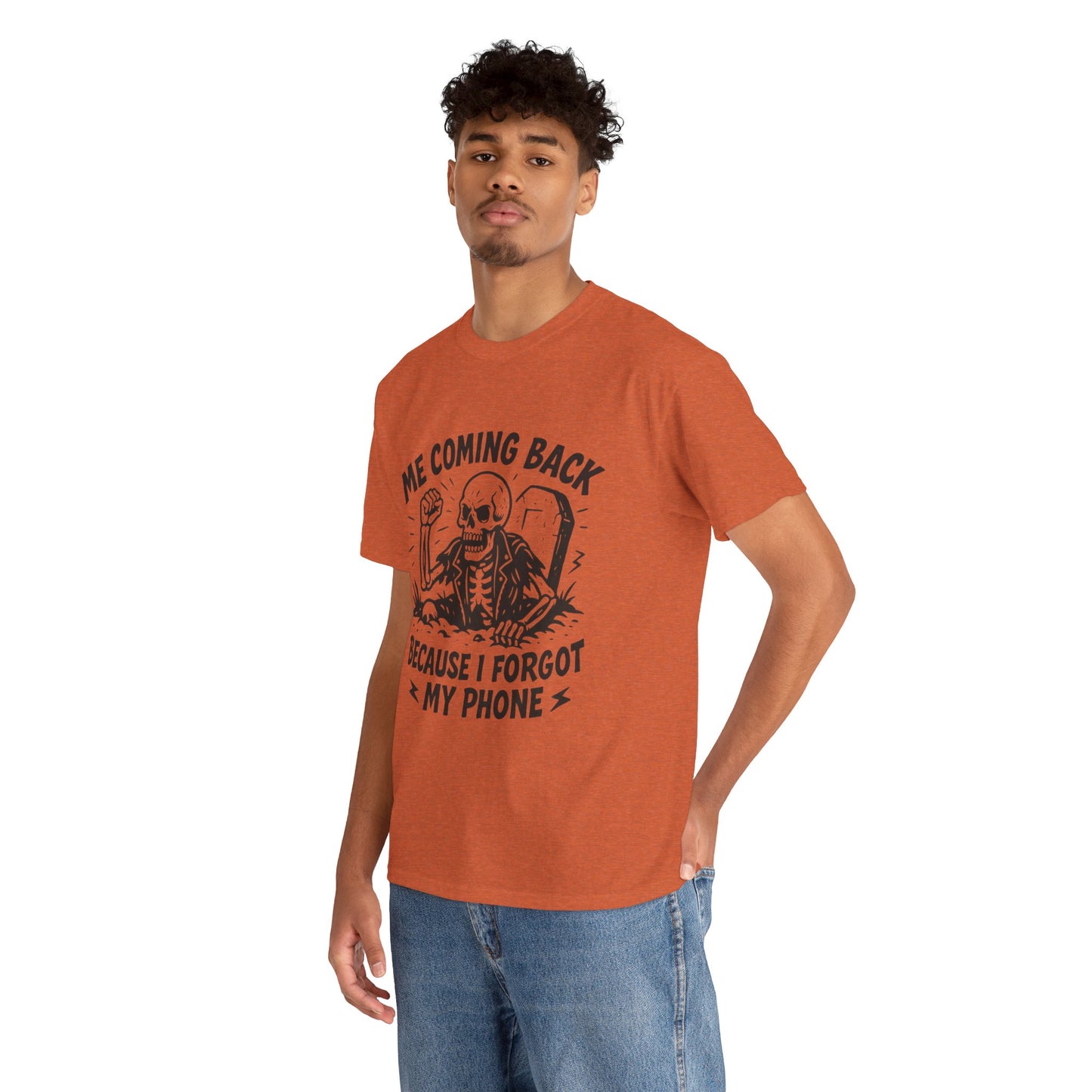 Forgot My Phone T-Shirt, Funny Skeleton Coming Back From Grave Tee, Dark Humor Shirt for Men, Humor Tee, funny skull shirt