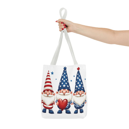 Patriotic Gnome Tote Bag, Stars and Stripes Reusable Grocery Bag, Cute Gnome Summer Bag, Holiday Gift Tote, Eco-Friendly Shopping Bag