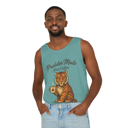 Predator Mode After Coffee Tank Top - Funny Coffee Lover Mens Muscle Tank - Tiger Caffeine Gym Shirt - Morning Motivation Top