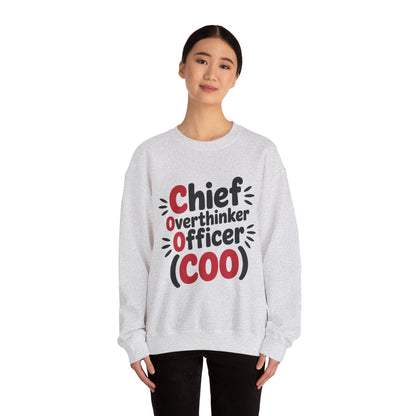 Chief Overthinker Officer Women's Sweatshirt, COO Funny Office Humor Graphic Pullover, Women's Heavy Blend™ Crewneck Sweatshirt