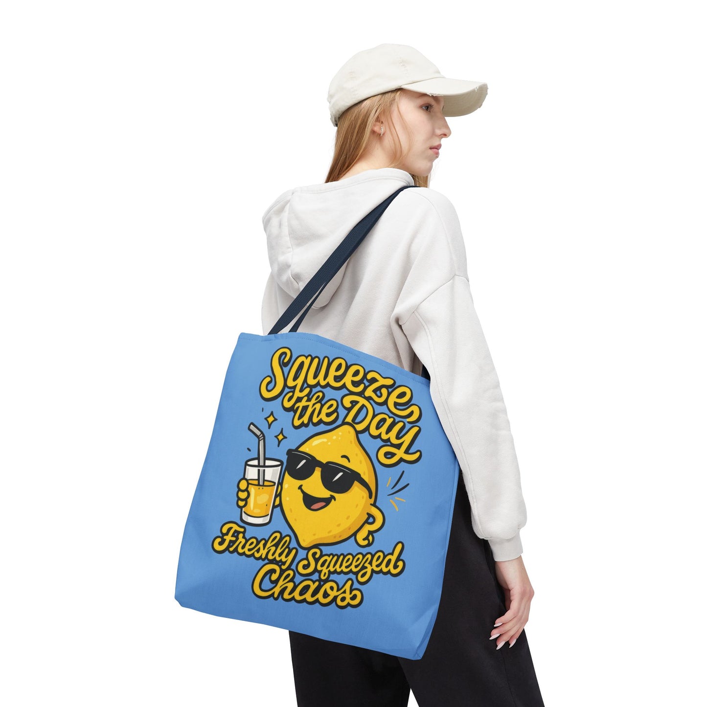 Lemon Themed Tote Bag, Squeeze the Day, Shopping Bag, Gift for Citrus Lovers, Eco-Friendly Carrier, Summer Accessory, Beach Weekender Bag