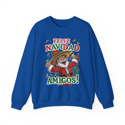 Feliz Navidad Amigos Sweatshirt, Funny Mexican Santa Christmas Jumper, Latin Holiday Fiesta Pullover