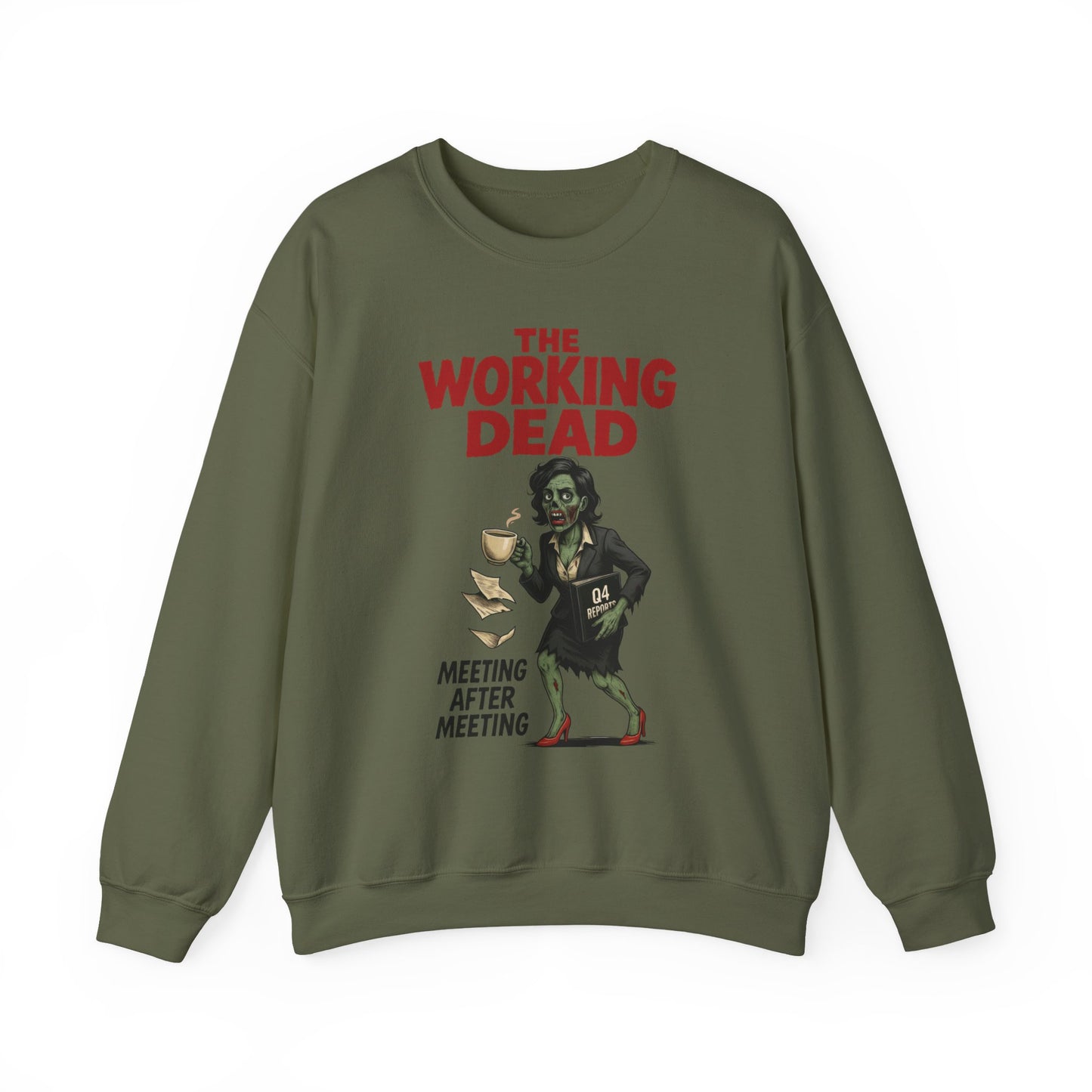 The Working Dead Women's Funny Zombie Sweatshirt, Office Humor Crewneck, Halloween Work Top