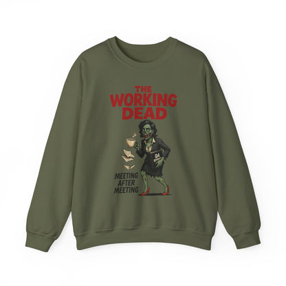 The Working Dead Women's Funny Zombie Sweatshirt, Office Humor Crewneck, Halloween Work Top