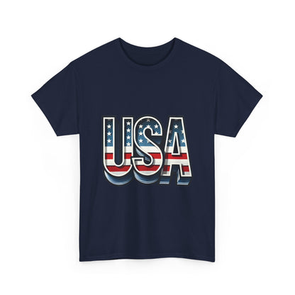 USA Patriotic Unisex Heavy Cotton Tee, American Pride Shirt, July 4th T-Shirt, Independence Day Apparel, Casual Summer Top