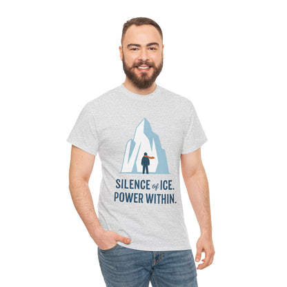 Silence of Ice Power Within Mens T-Shirt,  Minimalist Nordic Iceberg Graphic Tee