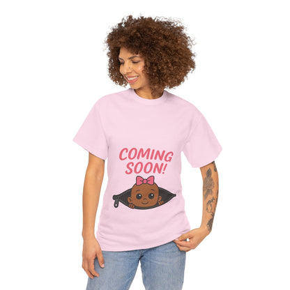 Coming Soon Maternity Tee, Cute Baby Girl Pregnancy Announcement Tee, Funny Expecting Mom Gift, Gender Reveal Tee, Baby Shower Top