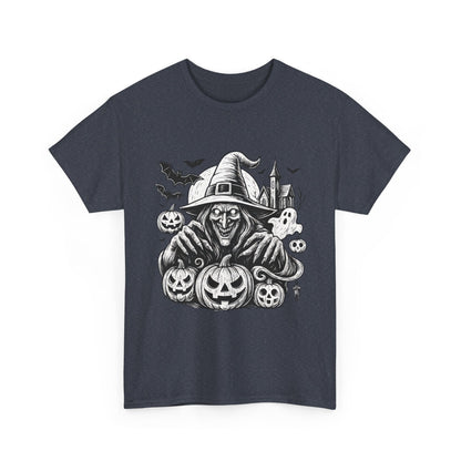 Scary Witch Halloween Shirt Women, Gothic Pumpkin Ghost Tee, Spooky Horror Tee with Bats