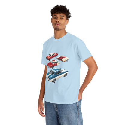 Vintage Muscle Car T-Shirt, Mens Cotton Tee with Retro American Classic Car Illustration, Gift for Car Lovers, Classic Car Graphic Tee