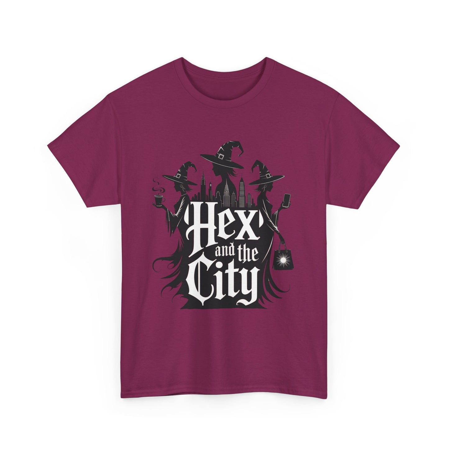 Women's Hex and the City Witch Shirt, Gothic Witches New York Skyline Halloween T-Shirt for Women