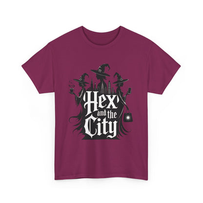 Women's Hex and the City Witch Shirt, Gothic Witches New York Skyline Halloween T-Shirt for Women