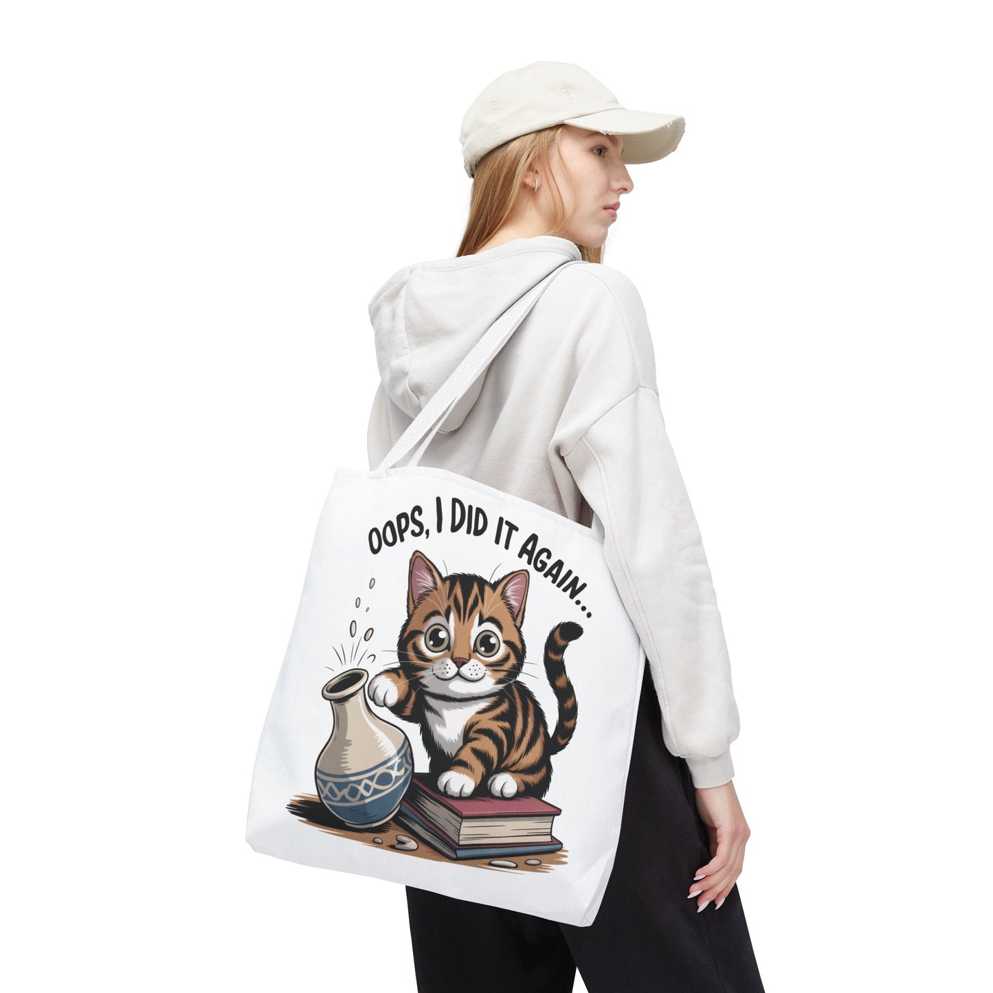 Cat-Themed Tote Bag, "Oops, I Did It Again", Perfect Gift for Cat Lovers, Pet Owners, Birthday, or Everyday Use, Large Tote Bag, beach bag