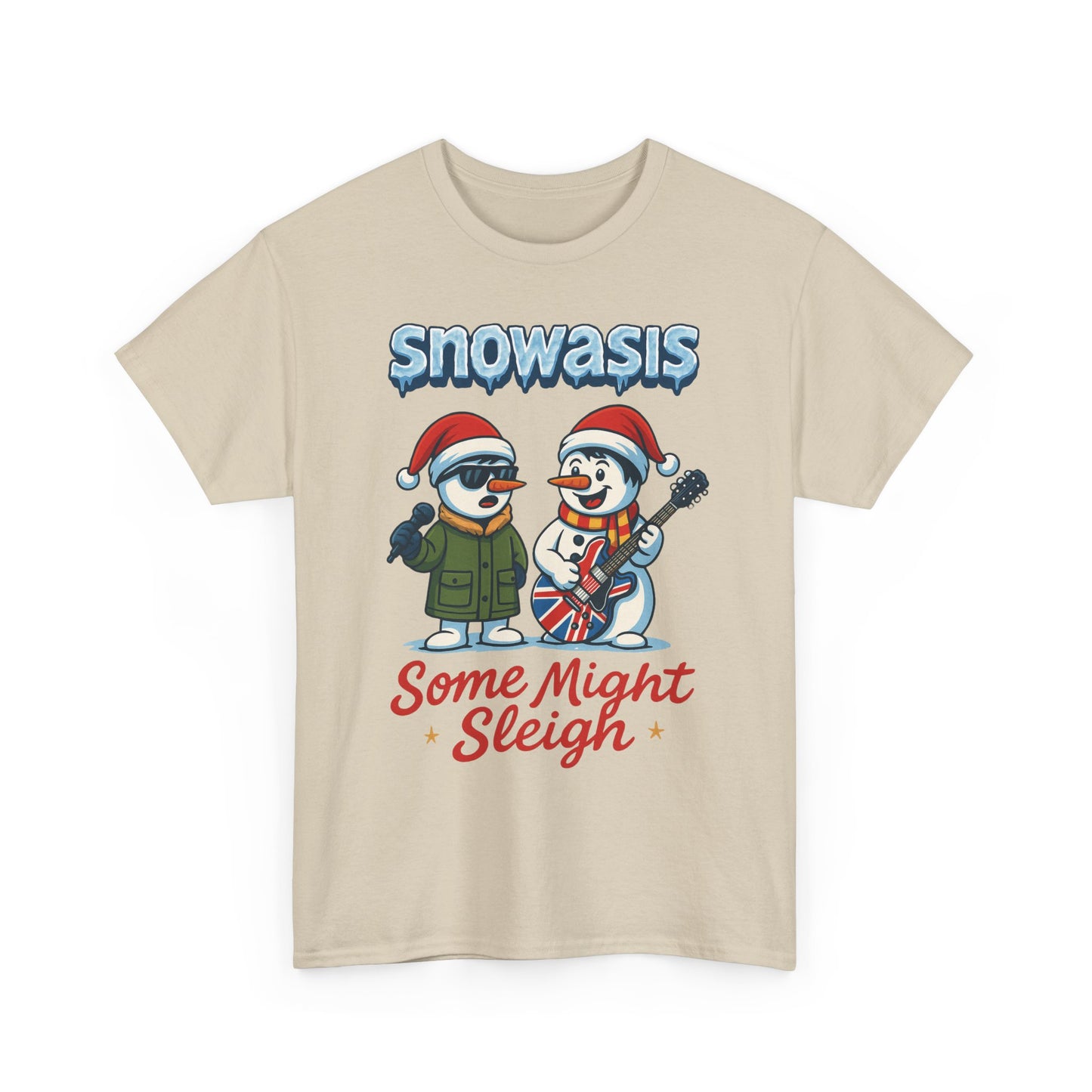 Funny Snowman Band Men's Christmas T-Shirt, Snowasis Some Might Sleigh Tee
