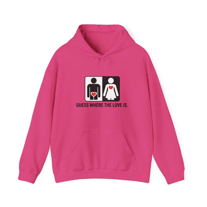 Guess Where the Love Is Hoodie, Cute Couples Hoodie, Valentines Day Gift, Matching Outfits, Witty Relationship Hoodie,  Love Joke Graphic