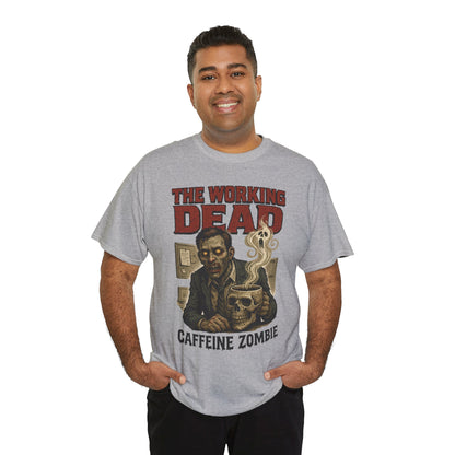 The Working Dead Men's Funny Zombie Work T-Shirt, Office Humor Tee, Halloween Office Tee, Coffee Zombie Shirt