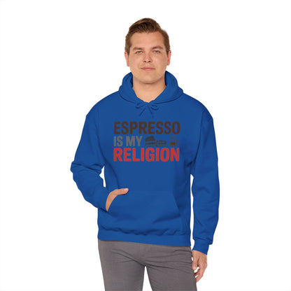 Mens Heavy Blend™ Hooded Sweatshirt, Espresso Is My Religion Coffee Rome Mens Hoodie