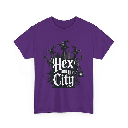Women's Hex and the City Witch Shirt, Gothic Witches New York Skyline Halloween T-Shirt for Women