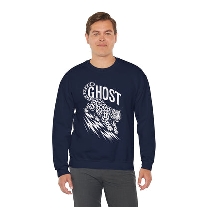 Ghost Leopard Crewneck Sweatshirt, Unisex Fashion, Cozy Casual Wear, Graphic Sweatshirt, Wild Animal Art, Gift for Animal Lovers